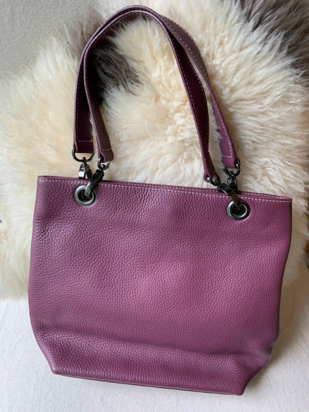 Preview International Plum Pebbled Leather Shoulder Bag